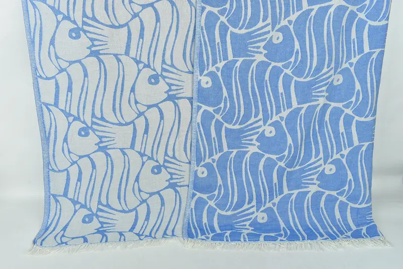 Valentines Gift, Housewarming Gift, 70x60 Cotton Fish Design Towel, Best Wedding Gift, Gift For Wedding Day, Wedding Favors, Personalized Blanket - 1