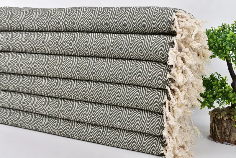 Housewarming Gift, Monogram Hand Towel, Grandma Gift, Small Bath Towels, Personalized Dish Towel, 36x18 Cotton Zigzag Diamond Towel, Gift For Her - 3