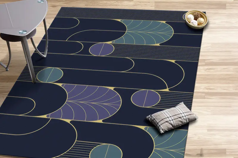Eleganter bedruckter Teppich: Moderne Formen, abstraktes Design, höchster Komfort