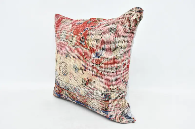 Accent Throw Pillow Case, Vintage Kilim Pillow, Cushion Cover, 28x28 Red Cushion, Kilim Pillow Cover, Interior Designer Pillow - 4
