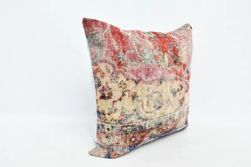 Accent Throw Pillow Case, Vintage Kilim Pillow, Cushion Cover, 28x28 Red Cushion, Kilim Pillow Cover, Interior Designer Pillow - 3