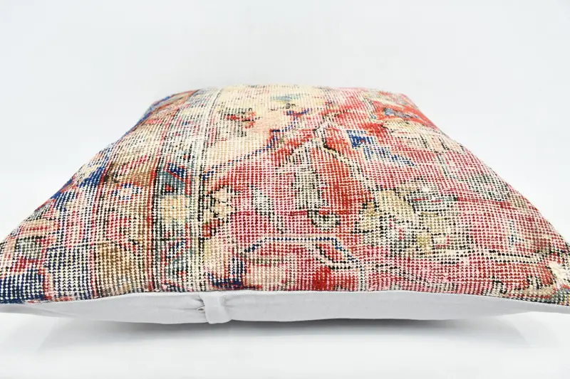 Accent Throw Pillow Case, Vintage Kilim Pillow, Cushion Cover, 28x28 Red Cushion, Kilim Pillow Cover, Interior Designer Pillow - 6