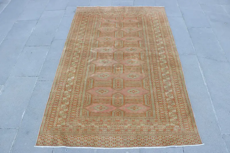 Alfombra de cuadros marrón y naranja, 1,1 x 1,8 m Chic Decor