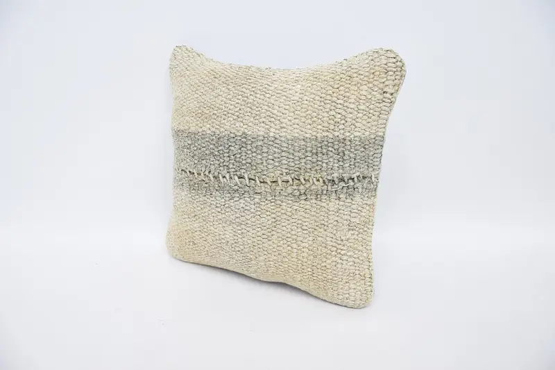 Boho Pillow Sham Cover, 12x12 White Cushion Cover, Turkish Pillow, Throw Kilim Pillow, Kilim Rug Pillow Sham, Pillow, Customized Pillow Case - 4