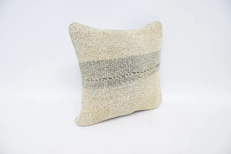 Boho Pillow Sham Cover, 12x12 White Cushion Cover, Turkish Pillow, Throw Kilim Pillow, Kilim Rug Pillow Sham, Pillow, Customized Pillow Case - 3