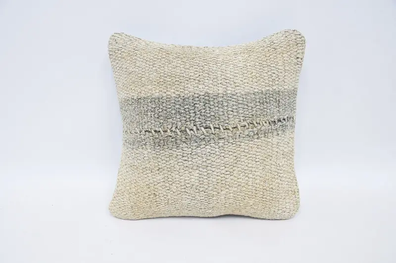 Boho Pillow Sham Cover, 12x12 White Cushion Cover, Turkish Pillow, Throw Kilim Pillow, Kilim Rug Pillow Sham, Pillow, Customized Pillow Case - 1