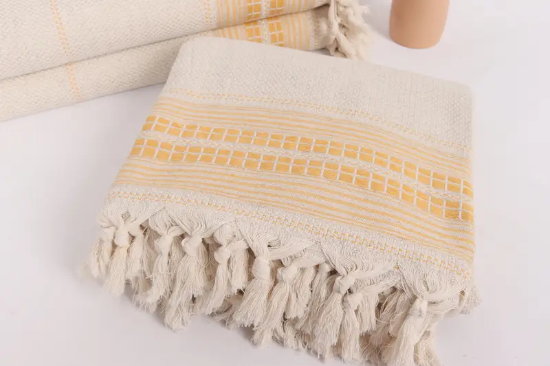 Shower Curtain, Housewarming Gift, 96x94 Linen Striped Towel, Turkish Blanket, Bedspread, Bachelorette Large Towel, Best Friend Christmas Gift - 5