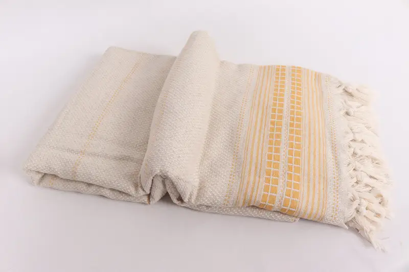 Shower Curtain, Housewarming Gift, 96x94 Linen Striped Towel, Turkish Blanket, Bedspread, Bachelorette Large Towel, Best Friend Christmas Gift - 6