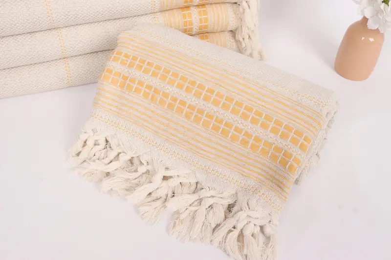 Shower Curtain, Housewarming Gift, 96x94 Linen Striped Towel, Turkish Blanket, Bedspread, Bachelorette Large Towel, Best Friend Christmas Gift - 4