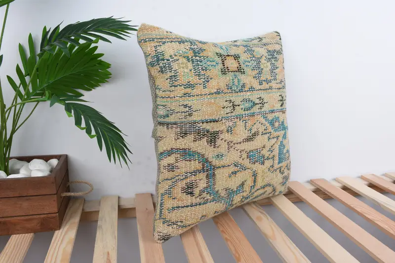 Southwestern Cushion, Boho Pillow Sham Cover, Kilim Pillow Cover, Pillow for Couch, 18x18 Beige Cushion Cover, Cushion, Ottoman Cushion - 4