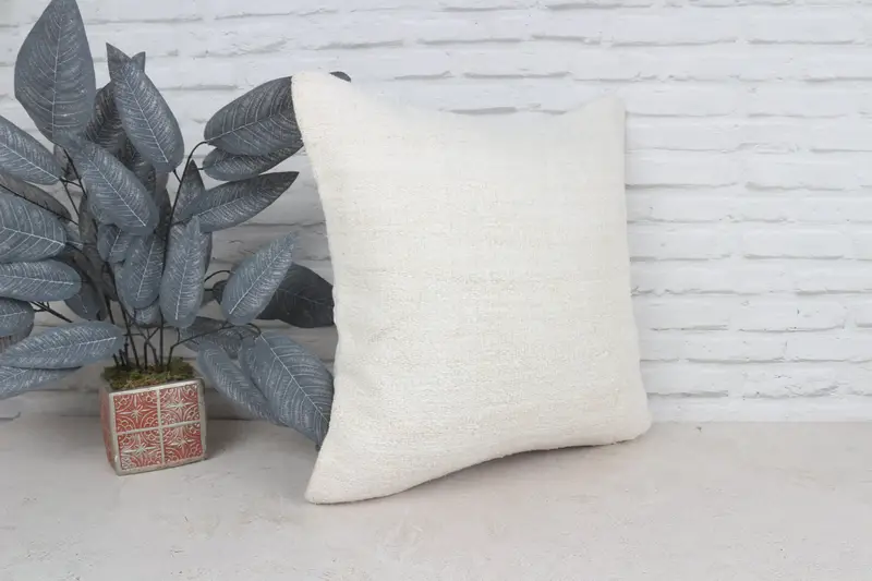 Wool Kilim Pillow Pillow, Kilim Cushion Sham, Vintage Kilim Pillow, Pillow for Couch, Cushion, Ethnic Throw Cushion Case, 20x20 White Pillow Case - 4