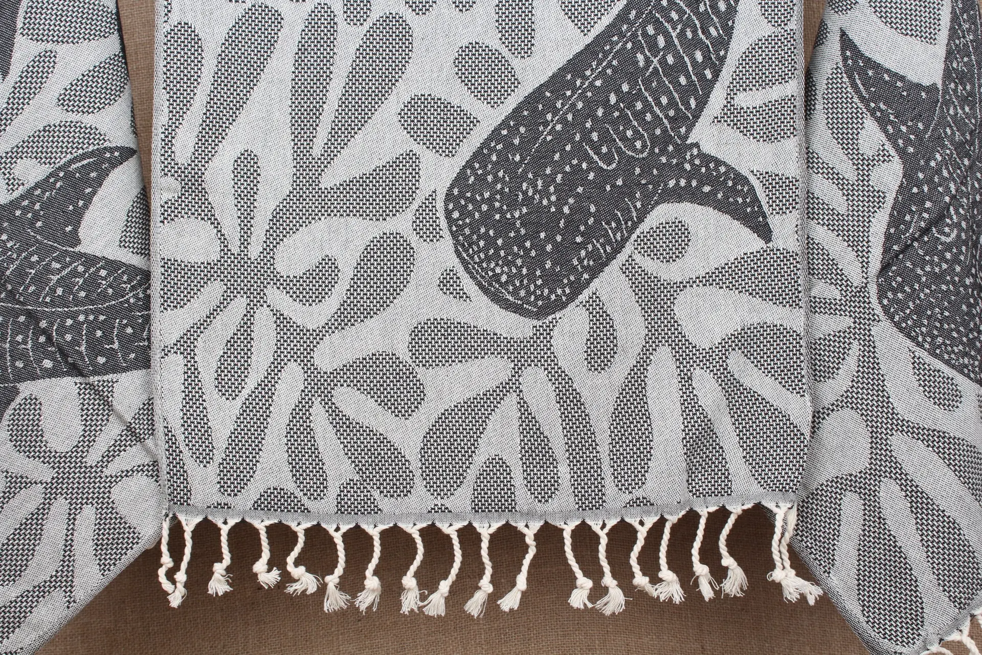 Dish Towel Monogrammed Turkish Cotton Black Fish, 18x38 Inches - 1
