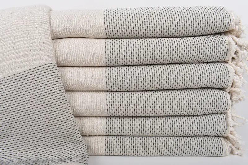 Woven Khaki Green Polka Dot Throw, 95x95 Inches, Organic Cotton Blanket