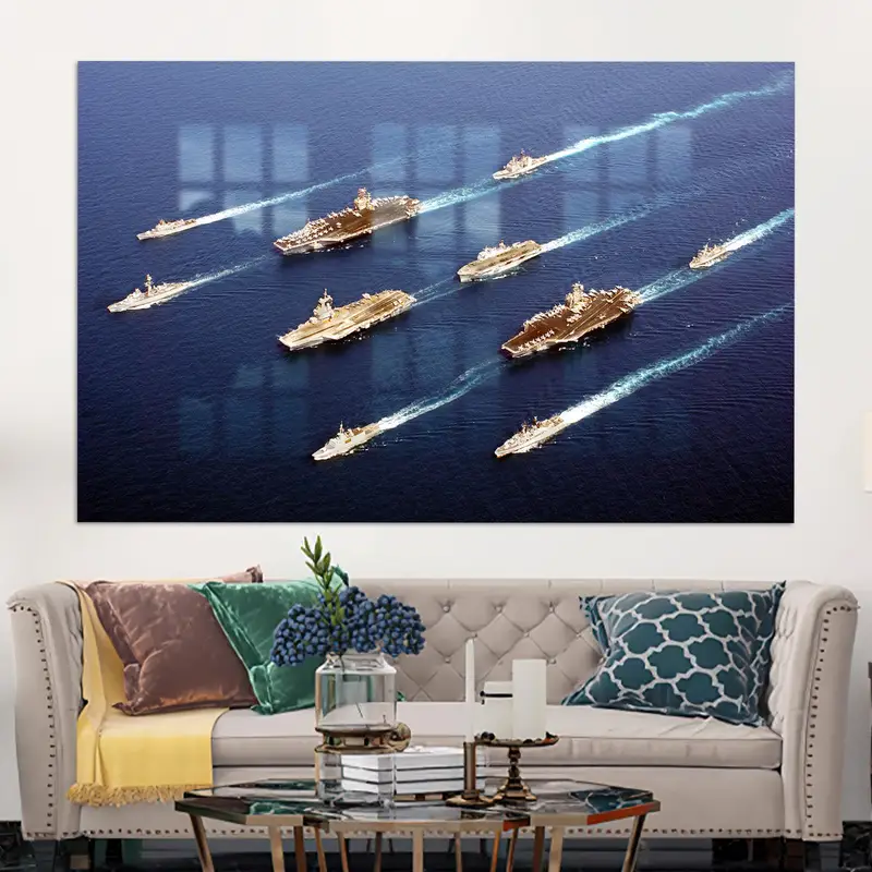 Zarif Okyanus Temalı Baskılı Cam: Modern Deniz Mavisi Tasarım