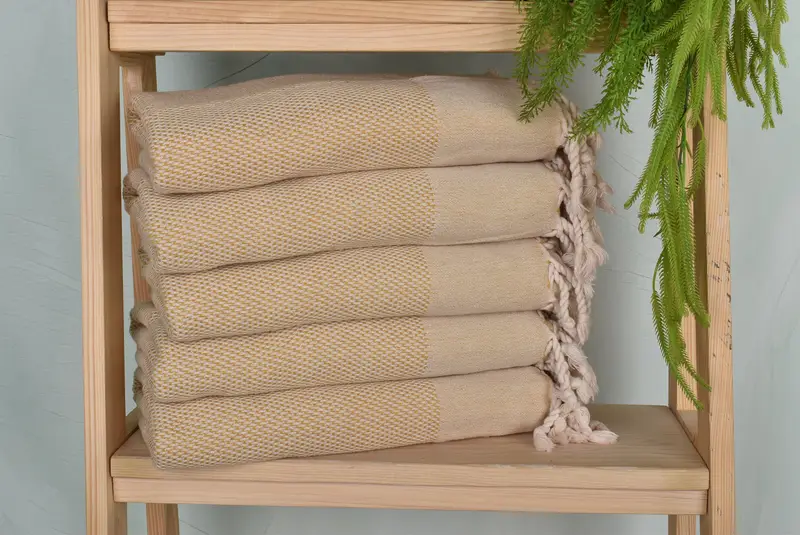 Bridesmaid Gift Monogram Beach Towel Mustard Cotton 40x71 Inches