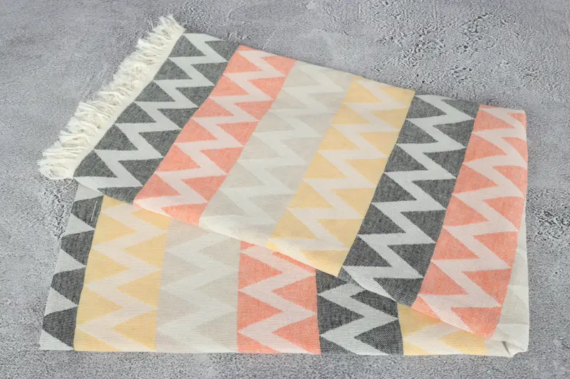 Custom Gifts, 70x40 Cotton Zigzag Design Towel, Soft towel, Organic Turkish towel, Hammam Towel USA, Handmade Gift, Sand-Resistant Peshtemal - 7