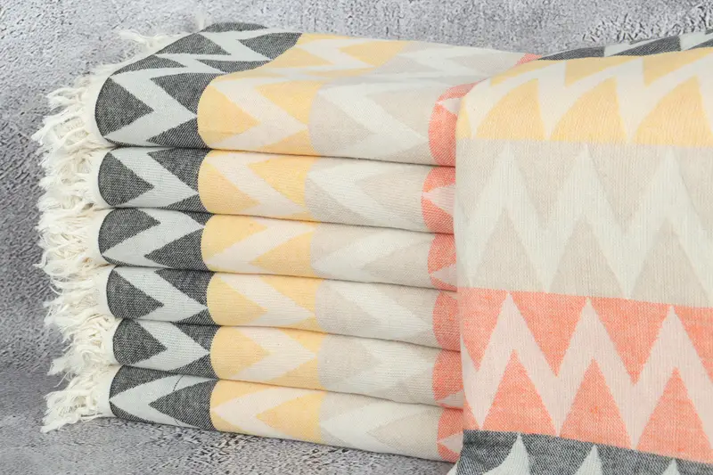 Custom Gifts, 70x40 Cotton Zigzag Design Towel, Soft towel, Organic Turkish towel, Hammam Towel USA, Handmade Gift, Sand-Resistant Peshtemal - 2