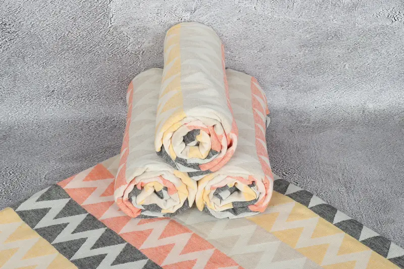 Custom Gifts, 70x40 Cotton Zigzag Design Towel, Soft towel, Organic Turkish towel, Hammam Towel USA, Handmade Gift, Sand-Resistant Peshtemal - 8