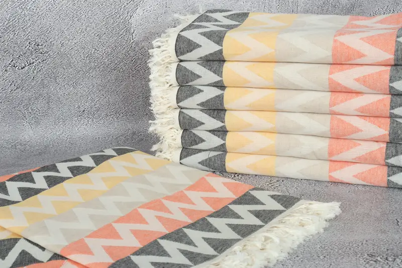 Custom Gifts, 70x40 Cotton Zigzag Design Towel, Soft towel, Organic Turkish towel, Hammam Towel USA, Handmade Gift, Sand-Resistant Peshtemal - 3