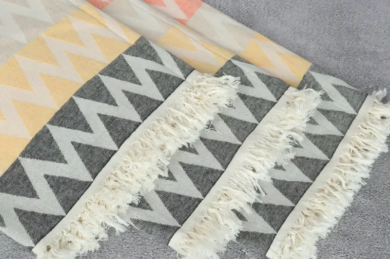 Custom Gifts, 70x40 Cotton Zigzag Design Towel, Soft towel, Organic Turkish towel, Hammam Towel USA, Handmade Gift, Sand-Resistant Peshtemal - 6