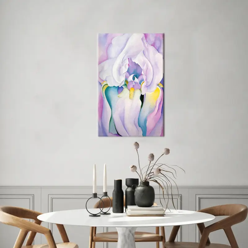 Georgia O'Keeffe Sanat, Iris Sanat Işığı, Soyut Tuval Sanatı, Pembe Sanat Dekoru, Mor, Gerçeküstü, Çiçek Tuval Sanatı, Duvar Asma Dekoru, - 1