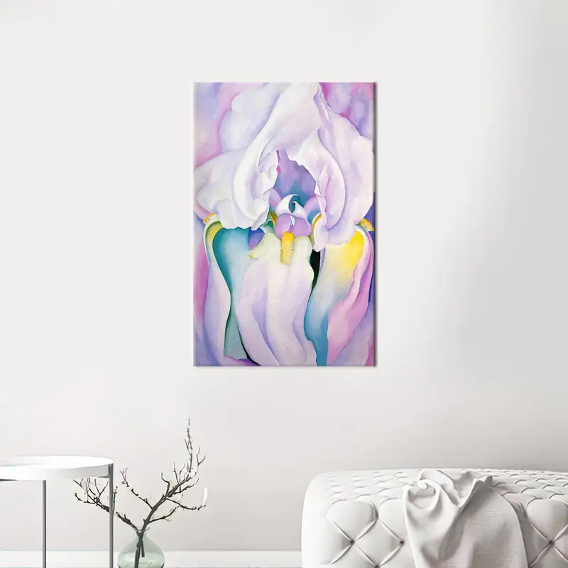 Georgia O'Keeffe Sanat, Iris Sanat Işığı, Soyut Tuval Sanatı, Pembe Sanat Dekoru, Mor, Gerçeküstü, Çiçek Tuval Sanatı, Duvar Asma Dekoru, - 3