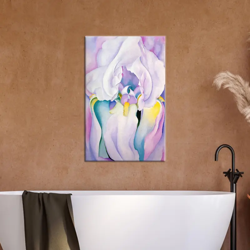 Georgia O'Keeffe Sanat, Iris Sanat Işığı, Soyut Tuval Sanatı, Pembe Sanat Dekoru, Mor, Gerçeküstü, Çiçek Tuval Sanatı, Duvar Asma Dekoru, - 2