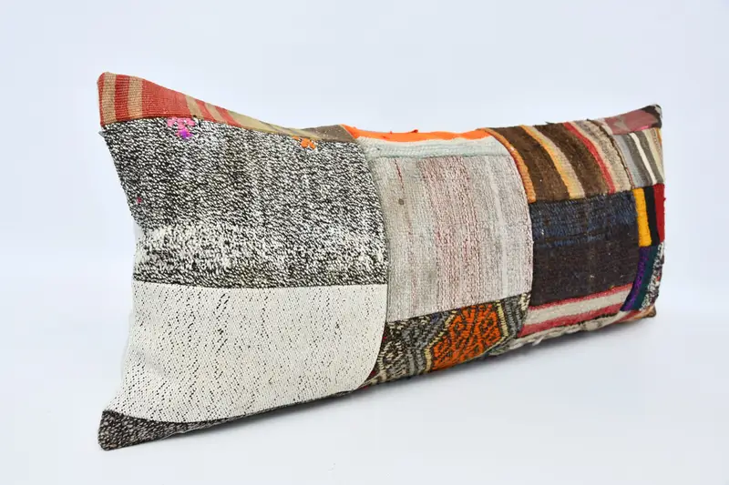 Kilim Cushion Sham, Pillow Case, Throw Kilim Pillow, 16x36 Brown Cushion Cover, Handmade Kilim Cushion, Couch Cushion Cover - 3
