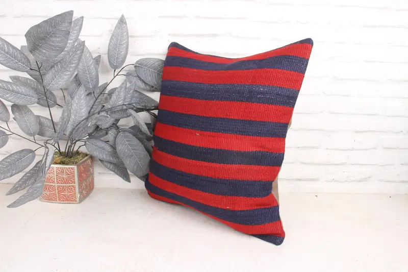 Osmanlı Yastık Sham, Vintage Kilim atma yastığı, yastık, yün yastık yastığı, 18x18 kırmızı yastık, vintage Kilim yastığı, Kilim yastığı örtüsü - 4