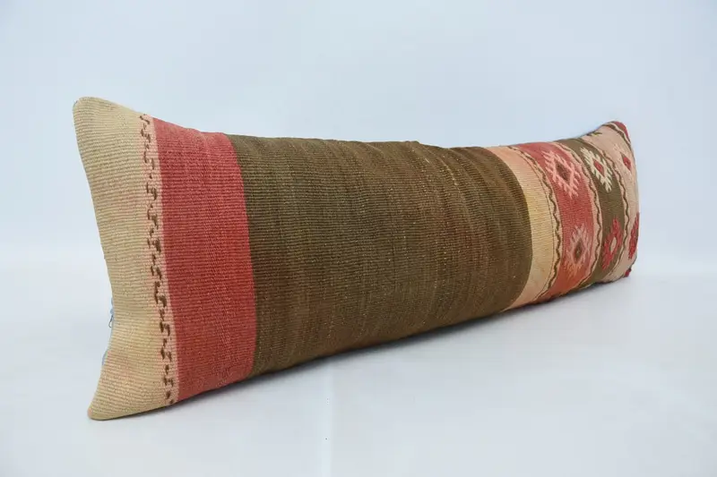 Ethnic Cushion, 12x36 Brown Pillow Cover, Cushion, Throw Kilim Pillow, Pillow for Couch, Lounge Throw Cushion, Turkish Kilim Pillow - 3