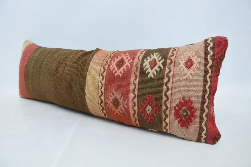 Ethnic Cushion, 12x36 Brown Pillow Cover, Cushion, Throw Kilim Pillow, Pillow for Couch, Lounge Throw Cushion, Turkish Kilim Pillow - 4