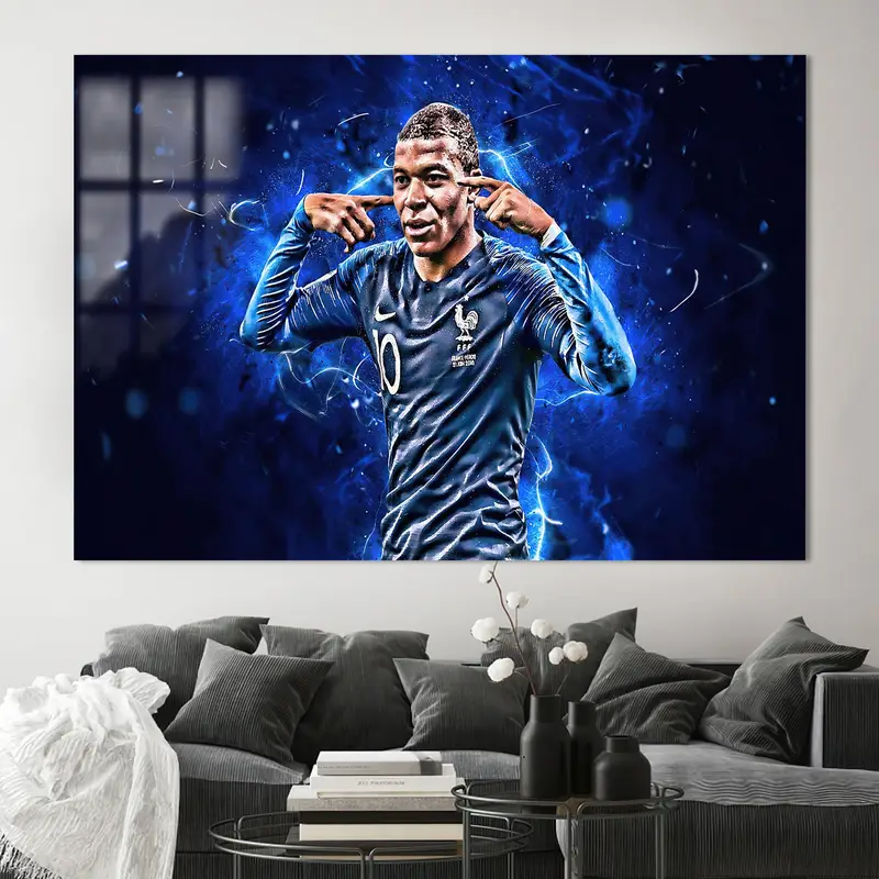 Cuadro de fútbol azul elegante: impresión artística de la Copa Mundial de Fútbol