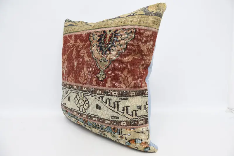 Cushion, Turkish Kilim Pillow, Morroccon Kilim Cushion Pillow, Turkish Pillow, Meditation Pillow Cover, 28x28 Red Pillow Case, Pillow for Sofa - 4