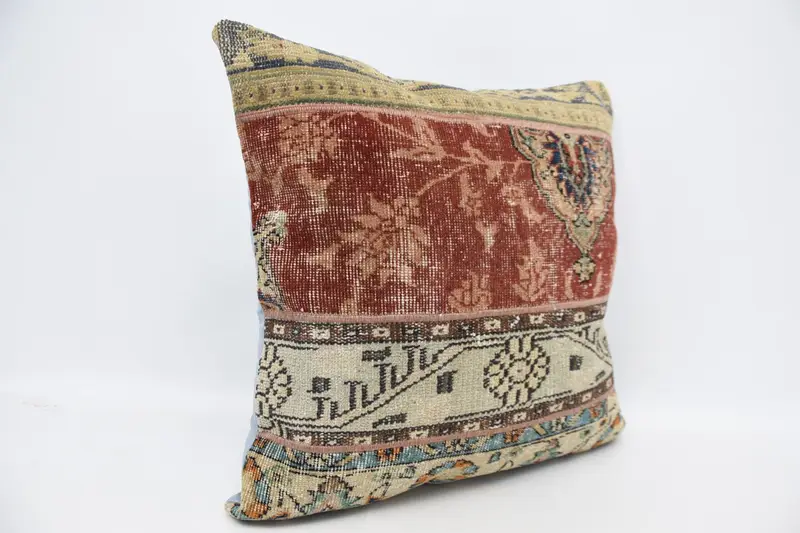 Cushion, Turkish Kilim Pillow, Morroccon Kilim Cushion Pillow, Turkish Pillow, Meditation Pillow Cover, 28x28 Red Pillow Case, Pillow for Sofa - 3