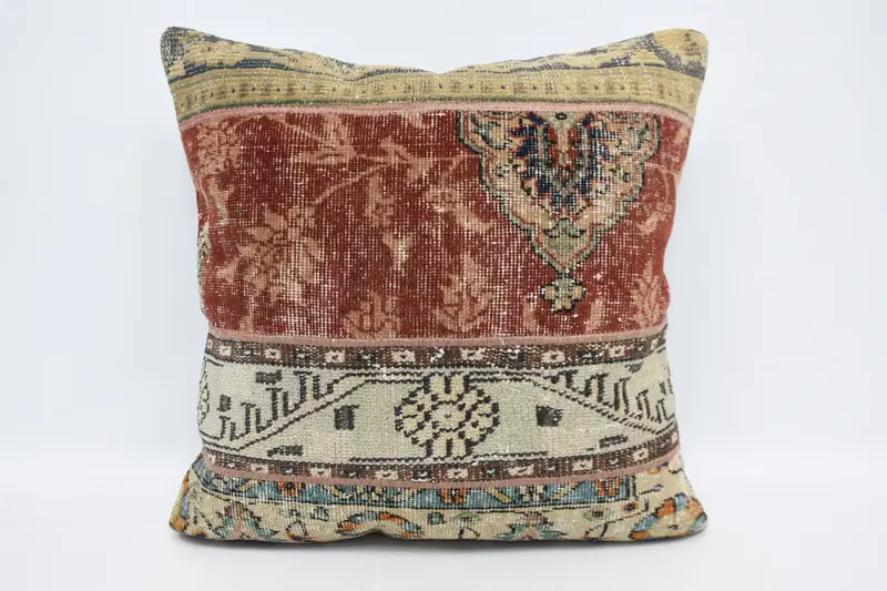 Cushion, Turkish Kilim Pillow, Morroccon Kilim Cushion Pillow, Turkish Pillow, Meditation Pillow Cover, 28x28 Red Pillow Case, Pillow for Sofa - 1