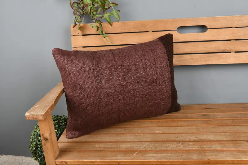 Kilim Pillow Cover, Vintage Kilim Throw Pillow, 16x24 Brown Cushion Cover, Boho Pillow Sham Cover, Toss Pillow Cover, Cushion Case - 1