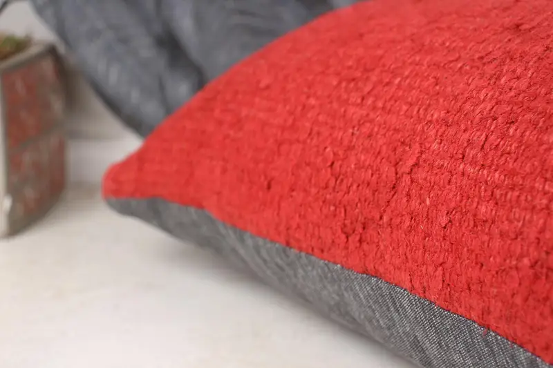 Bolster Throw Pillow, Cushion Case, Antique Pillows, Boho Pillow, 12x24 Red Cushion Case, Kilim Cushion Sham, Luxury Pillow Sham - 7