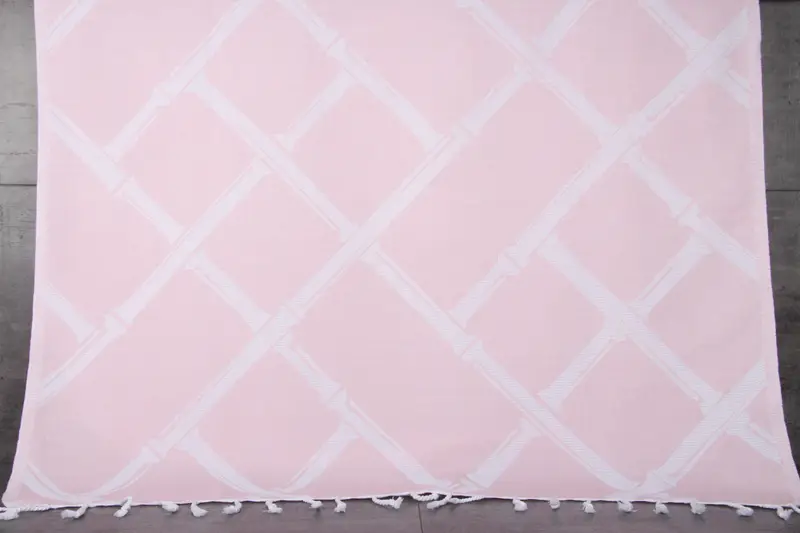 Monogrammed Beach Towel Turkish Cotton Light Pink Bamboo, 40x71 Inches