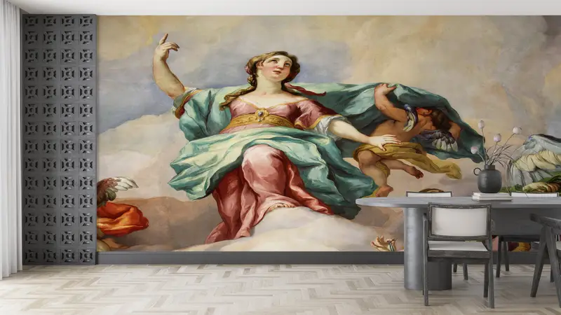 Wall Paper Peel and Stick, Angels In Cloud Painting, Custom Wall Paper, 3d Wall Paper, Angels In Cloud Wall Decor, - 10