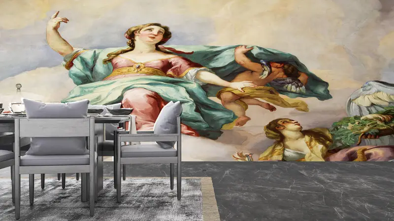 Wall Paper Peel and Stick, Angels In Cloud Painting, Custom Wall Paper, 3d Wall Paper, Angels In Cloud Wall Decor, - 5