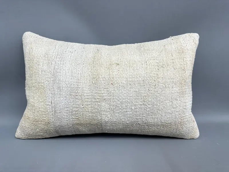 Handmade Kilim Cushion, Pattern Throw Cushion Case, Accent Cushion, 12x20 Beige Pillow Sham, Cushion, Turkish Pillow, Ethnical Kilim Rug Pillow - 4