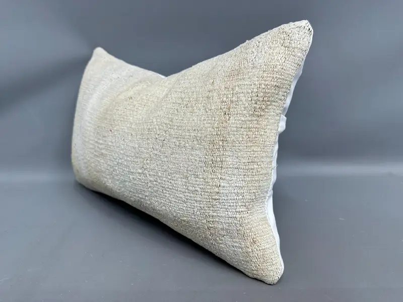 Handmade Kilim Cushion, Pattern Throw Cushion Case, Accent Cushion, 12x20 Beige Pillow Sham, Cushion, Turkish Pillow, Ethnical Kilim Rug Pillow - 3