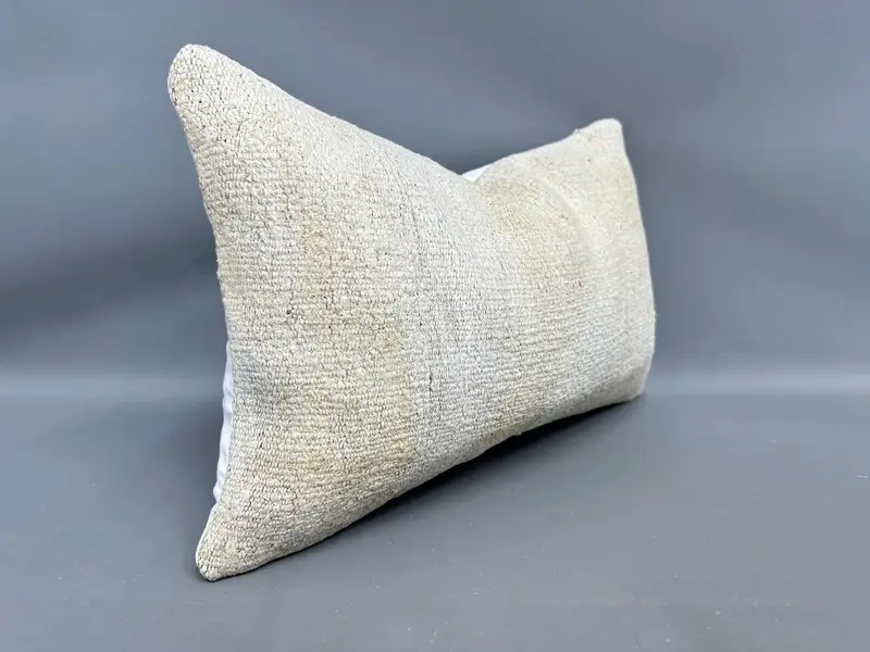 Handmade Kilim Cushion, Pattern Throw Cushion Case, Accent Cushion, 12x20 Beige Pillow Sham, Cushion, Turkish Pillow, Ethnical Kilim Rug Pillow - 2