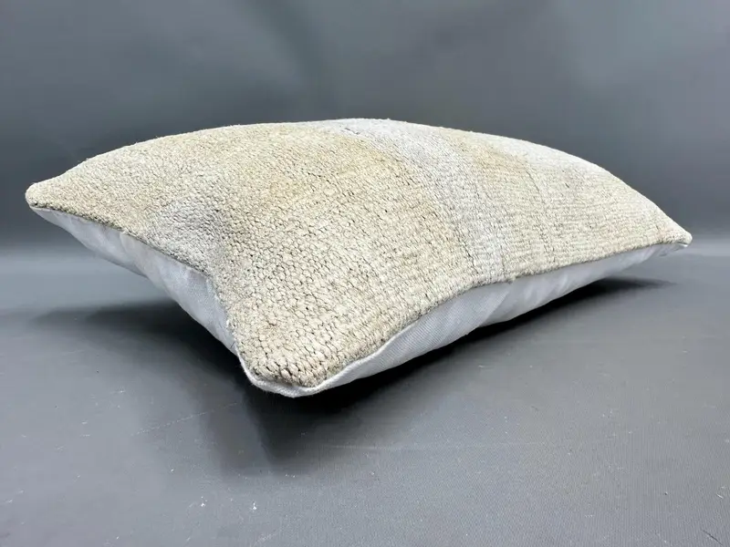 Handmade Kilim Cushion, Pattern Throw Cushion Case, Accent Cushion, 12x20 Beige Pillow Sham, Cushion, Turkish Pillow, Ethnical Kilim Rug Pillow - 6