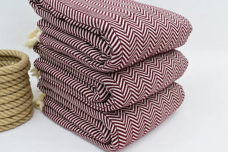 Decorative Blanket, Engagement Gift, Throw Blanket Couch, Personalized Blanket, 92x76 Cotton Chevron Towel, Oversized Beach Towel, Organic Throw - 3