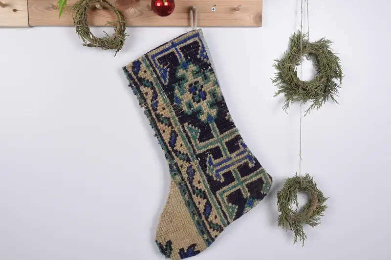 Festive Christmas Ornaments Pattern, Durable Kilim Material Christmas Stocking