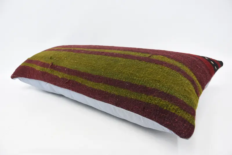 Pillow Case, Pillow for Sofa, 16x36 Red Pillow Case, Accent Pillow, Vintage Kilim Pillow, Throw Kilim Pillow, Handmade Cushion - 5