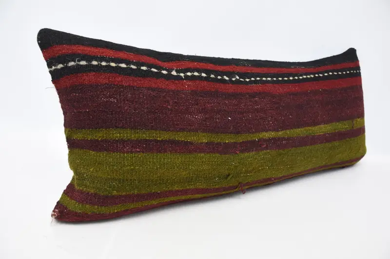 Pillow Case, Pillow for Sofa, 16x36 Red Pillow Case, Accent Pillow, Vintage Kilim Pillow, Throw Kilim Pillow, Handmade Cushion - 3