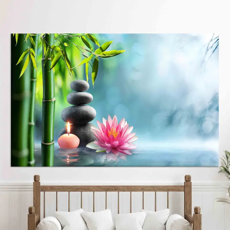 Zen duvar sanatı, spa dekoru, alternatif terapi baskısı, masaj taşları duvar sanatı, suda su, modern duvar sanatı, tuval duvar sanatı, duvar sanatı - 1