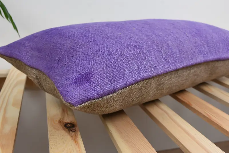 Pillow Case, Interior Designer Pillow, Kilim Pillow, Kilim Cushion Sham, 12x24 Purple Pillow, Ikat Cushion Case, Colorful Pillow Sham - 6